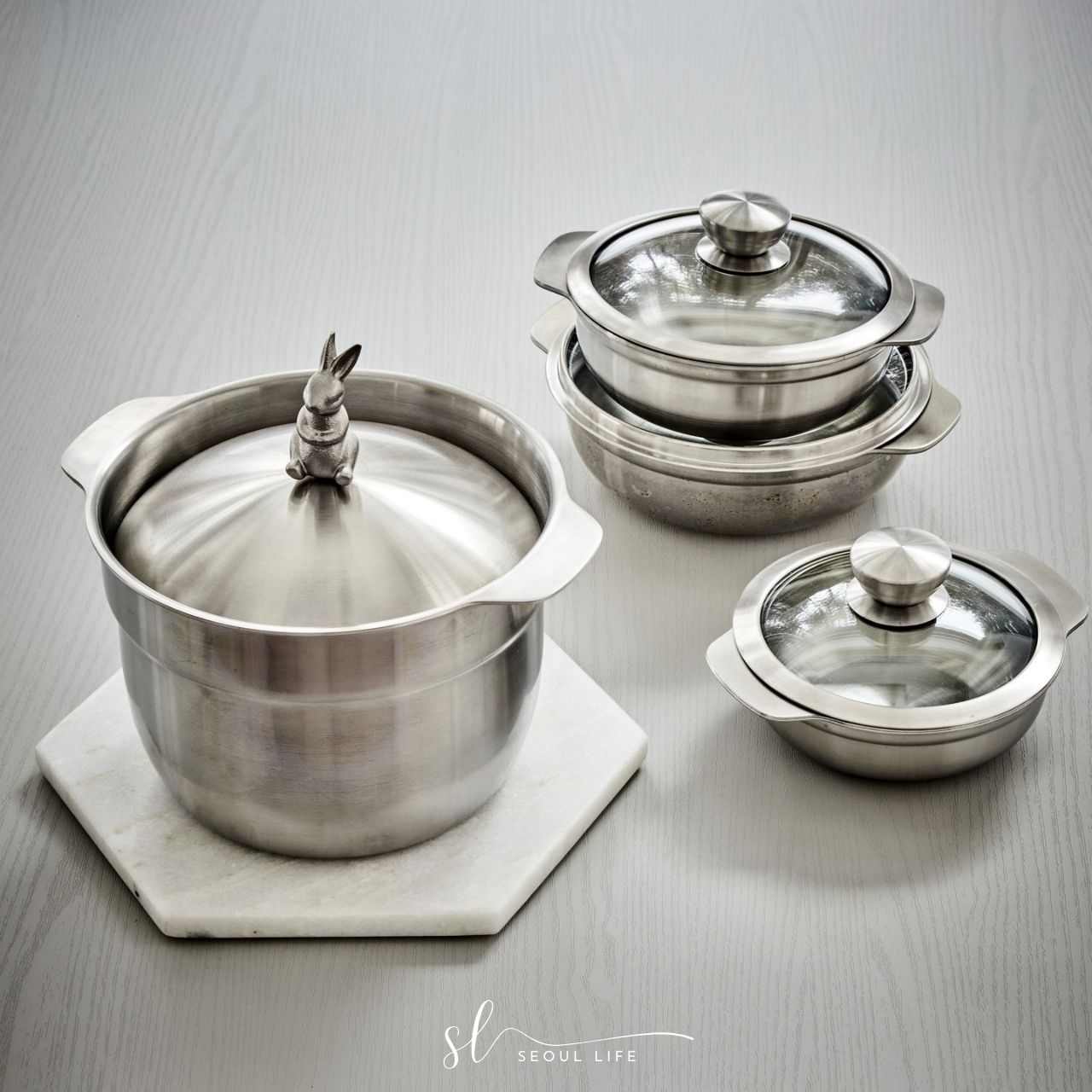 Rabbit Rice Pot & Lid, 5-ply SUS 304, Made in Korea