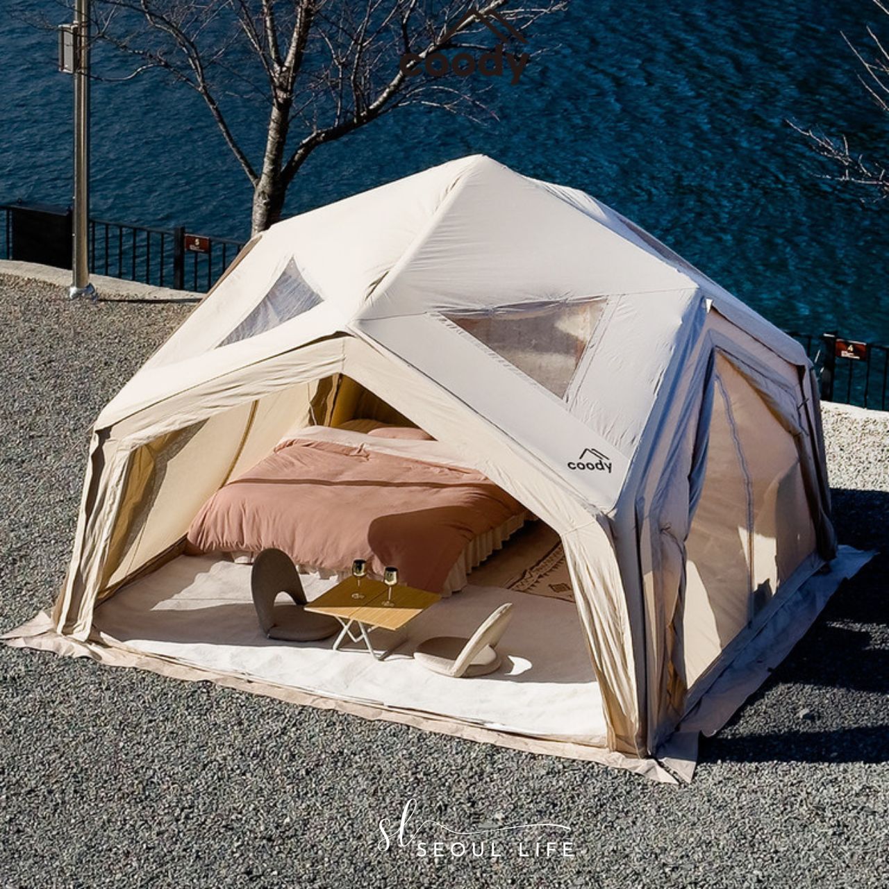 New Coody Air Tent 13 HUB-SHELTER PRO Inflatable Tent Beige