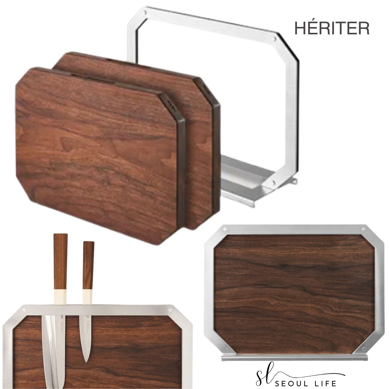 *Heriter* Premium Signature Knife Chopping board with Steel Stand.