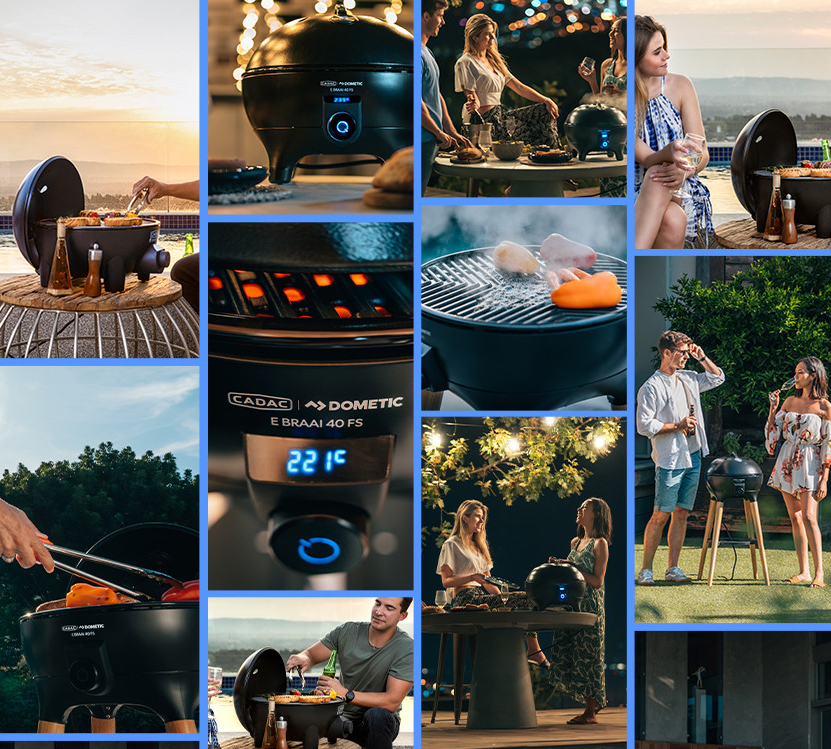 Cadac E Braai 40 Electric Grill, Powerful 2.3KW Heat Coil, Dome Style BBQ LId. Outdoor Camping