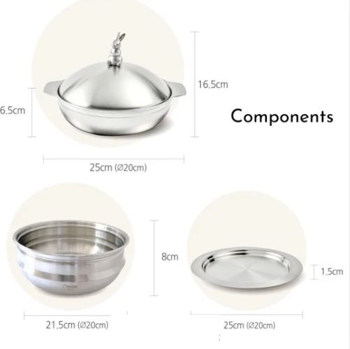 Rabbit Mutil function 20cm Pot & Lid & Steamer Plate Set