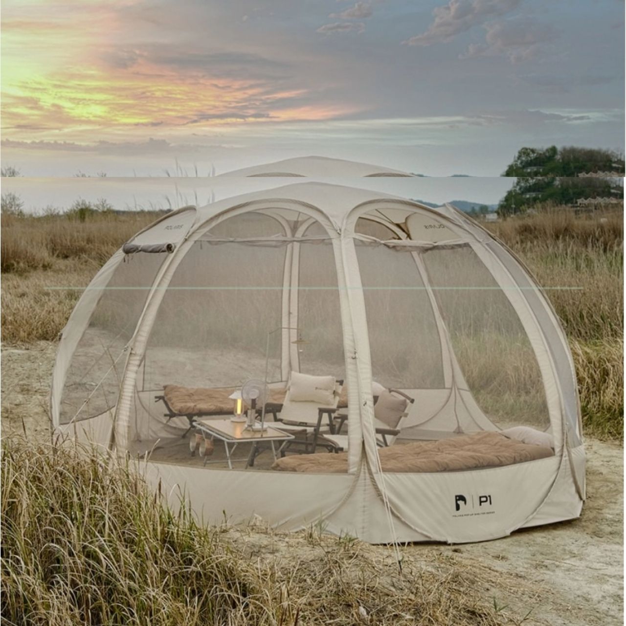 *Polaris* P1 Mesh Shelter Pop-up Dome Tent for 3-4people. Outdoor Camping