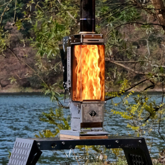 *Wood&Burn* Patio Stove Triple, Outdoor Camping Stove Pellet Burn Stove