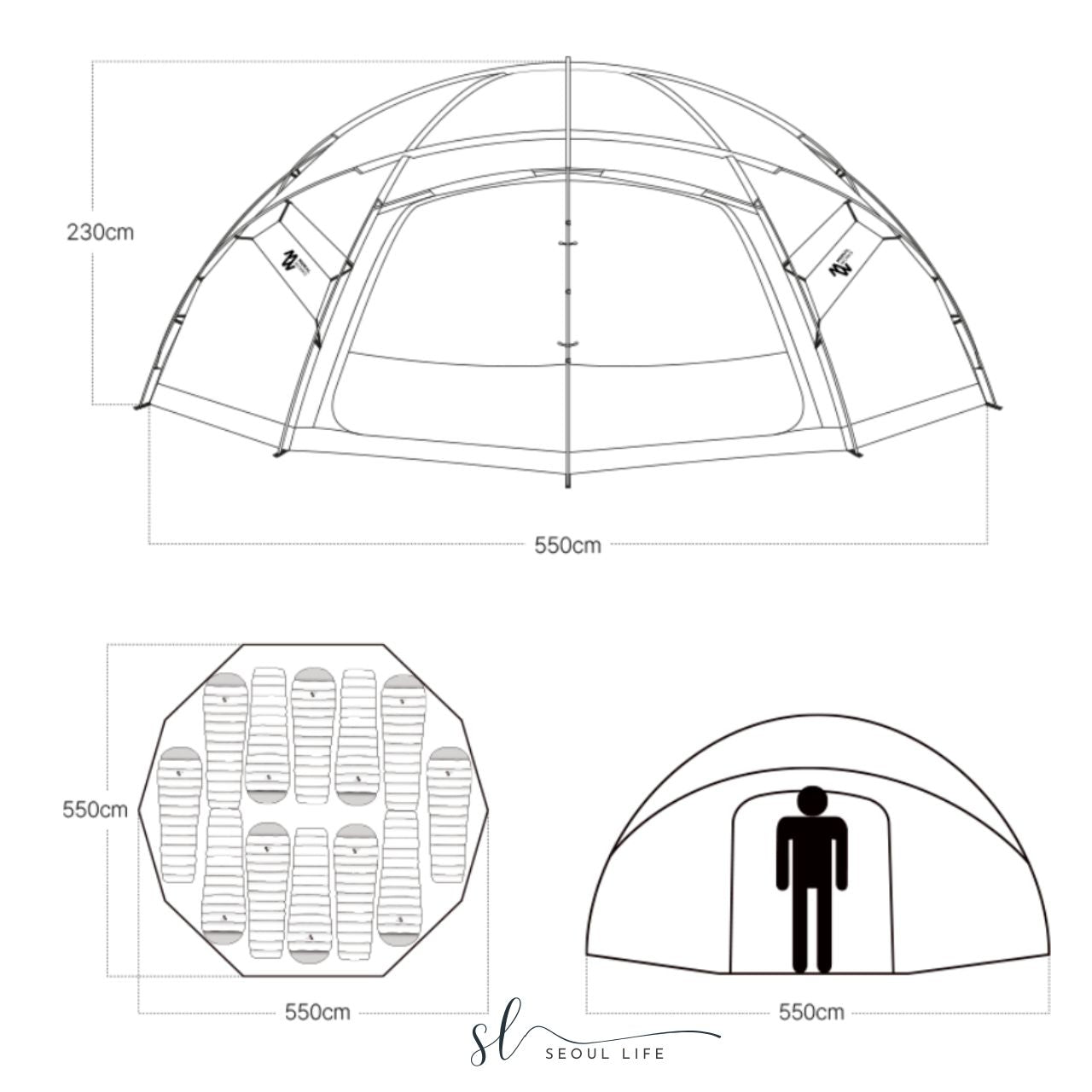 *Minimal Works* Big Ball R Shelter/ four seasons Dome Tent for 4-12 people. Outdoor Camping