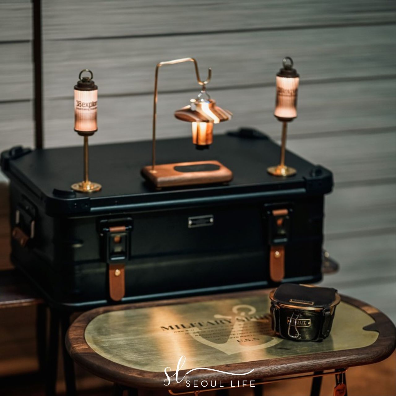 Handcraft Wooden table, camping shelf, outdoor table, Made in Korea. Good for Outdoor Camping