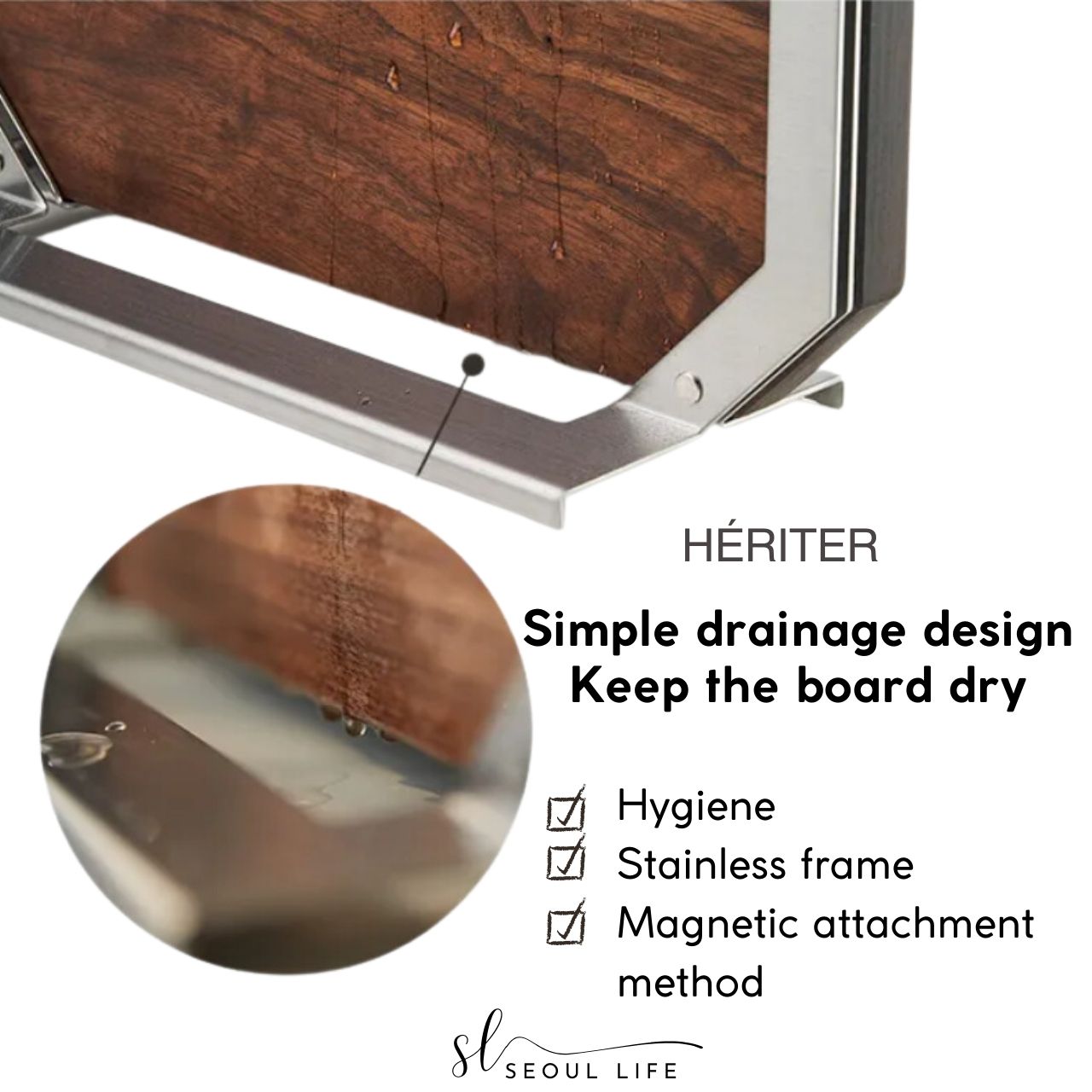 *Heriter* Premium Signature Knife Chopping board with Steel Stand.