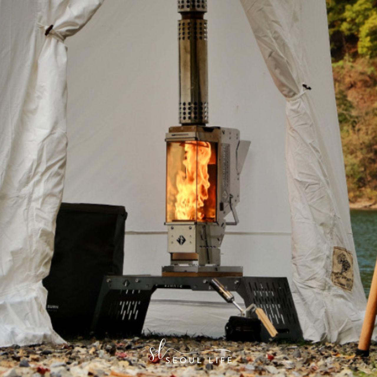 *Wood&Burn* Patio Stove Triple, Outdoor Camping Stove Pellet Burn Stove