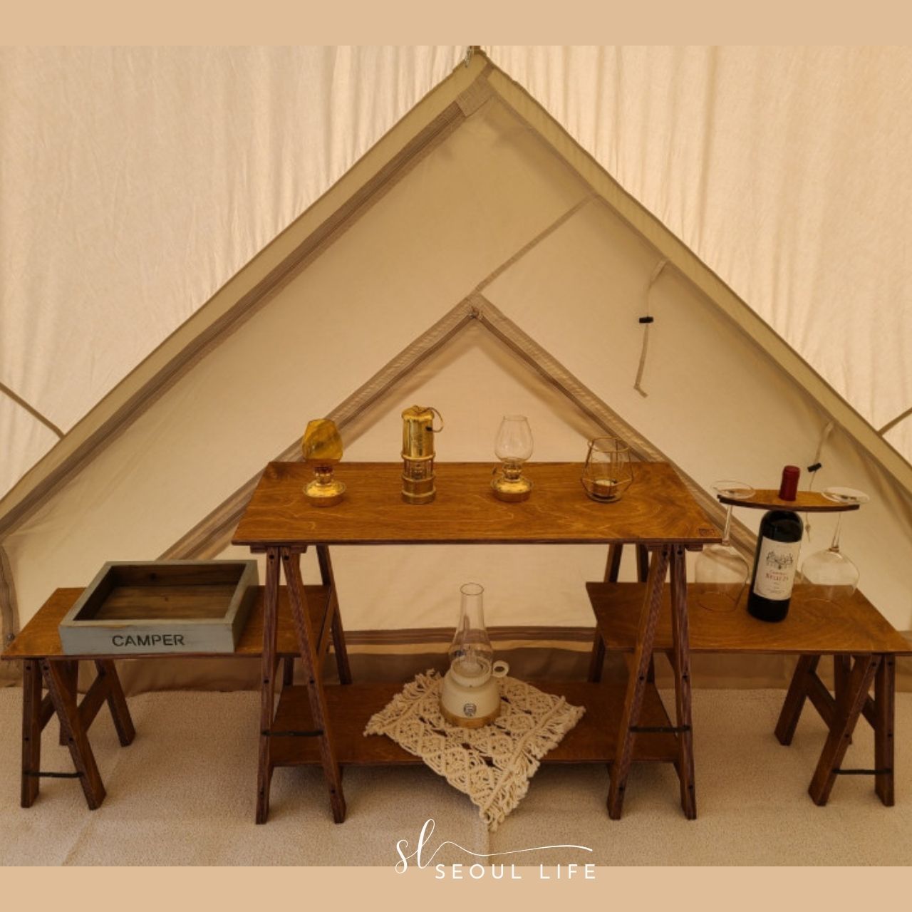 Camping wood Shelf table 4-tier, Made in Korea. Camping Gear