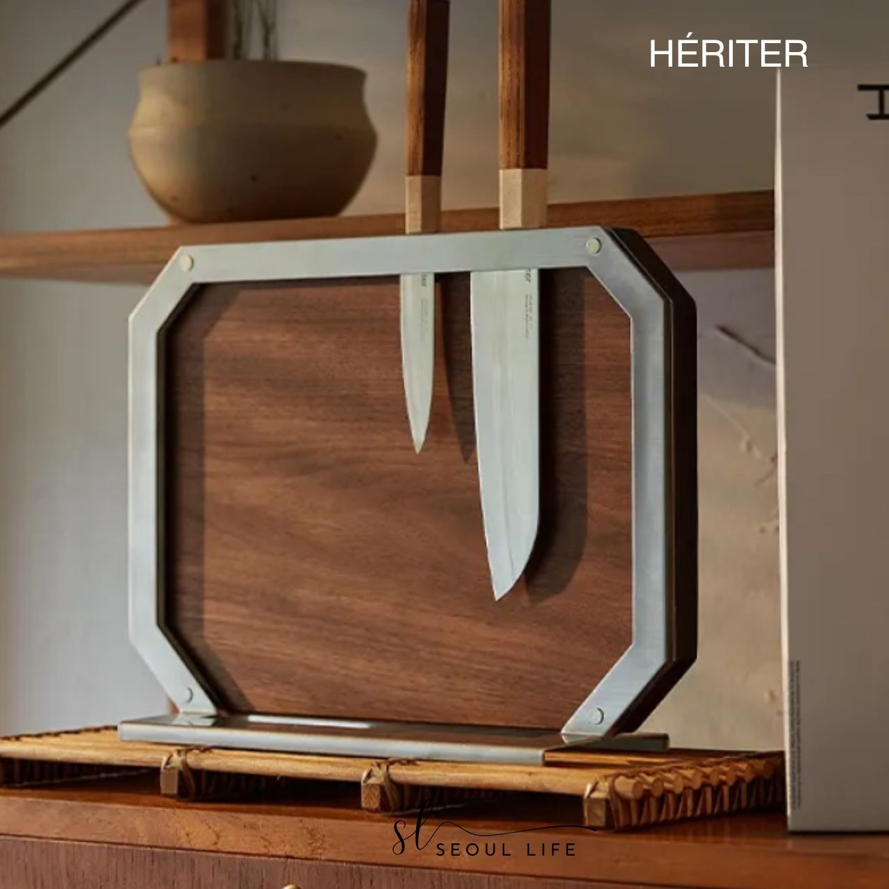 *Heriter* Premium Signature Knife Chopping board with Steel Stand.