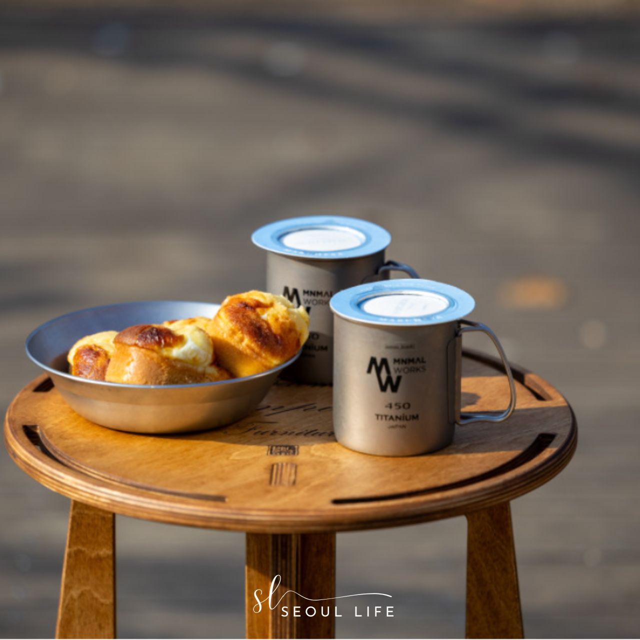 [SeoulLife] Camping Wooden Round Table, Handcraft Side table, Foldable, Made in Korea