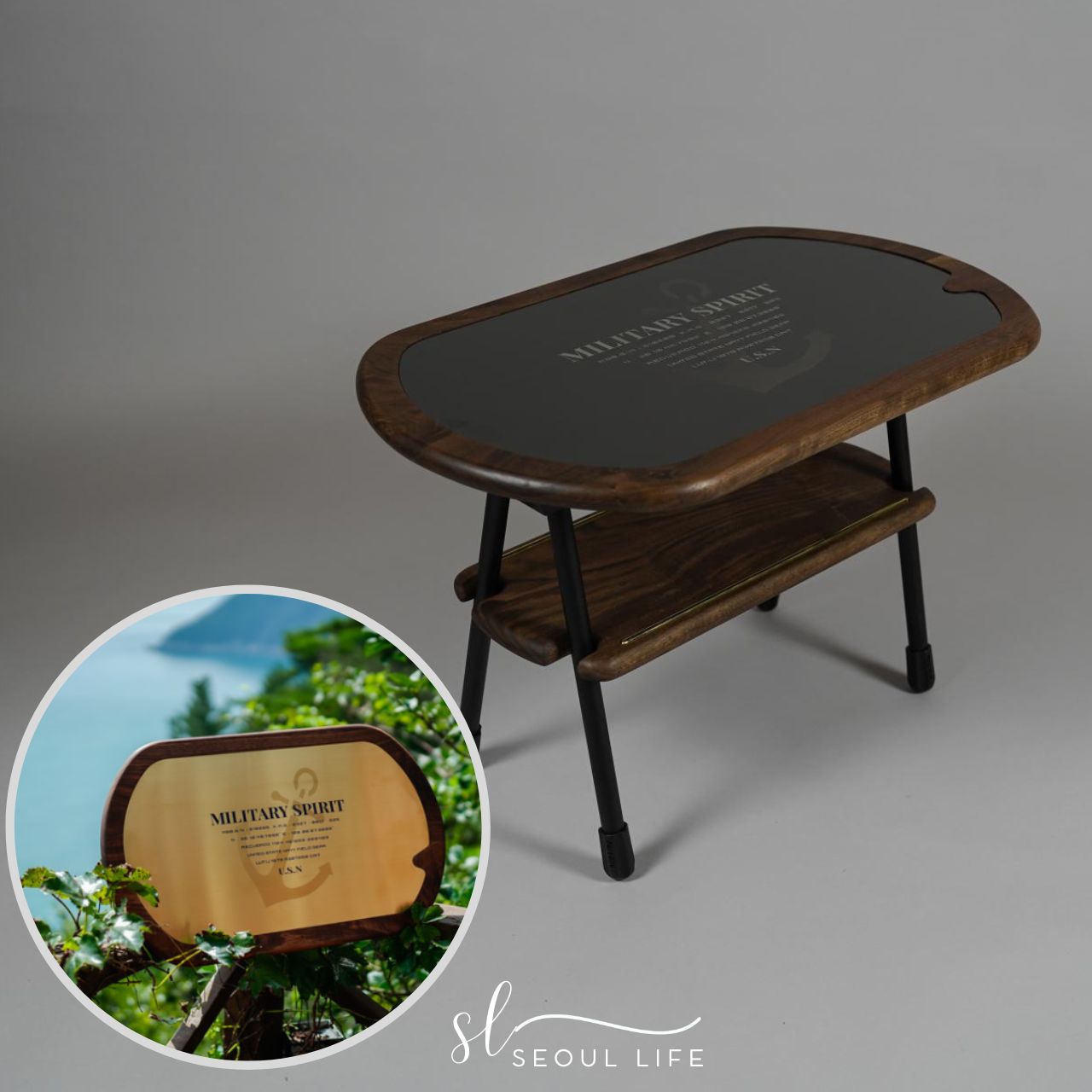Handcraft Wooden table, camping shelf, outdoor table, Made in Korea. Good for Outdoor Camping