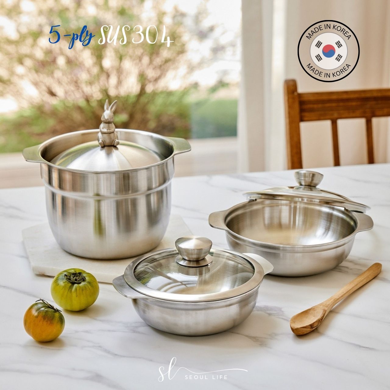 Rabbit pot & Pot set, 5-ply SUS 304, Made in Korea