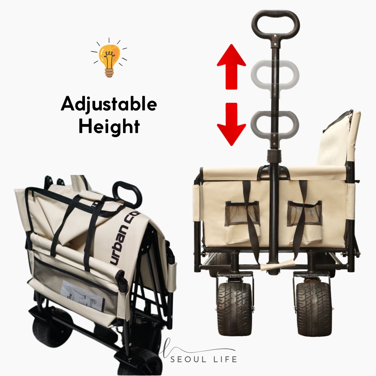 One-touch Foldable Wagon & camping Chair, Multi-use and light-weighted design