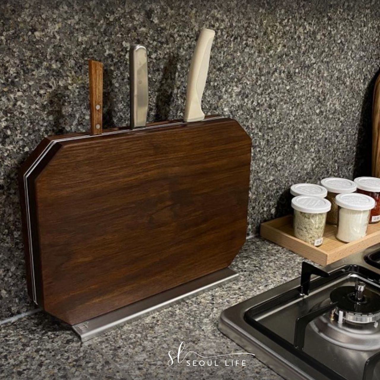 *Heriter* Premium Signature Knife Chopping board with Steel Stand.