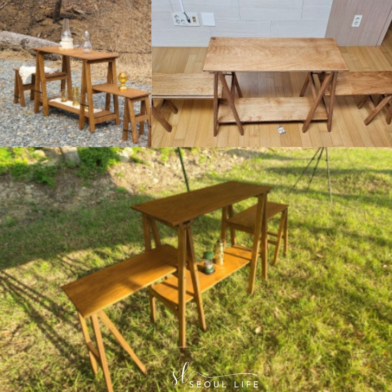 Camping wood Shelf table 4-tier, Made in Korea. Camping Gear