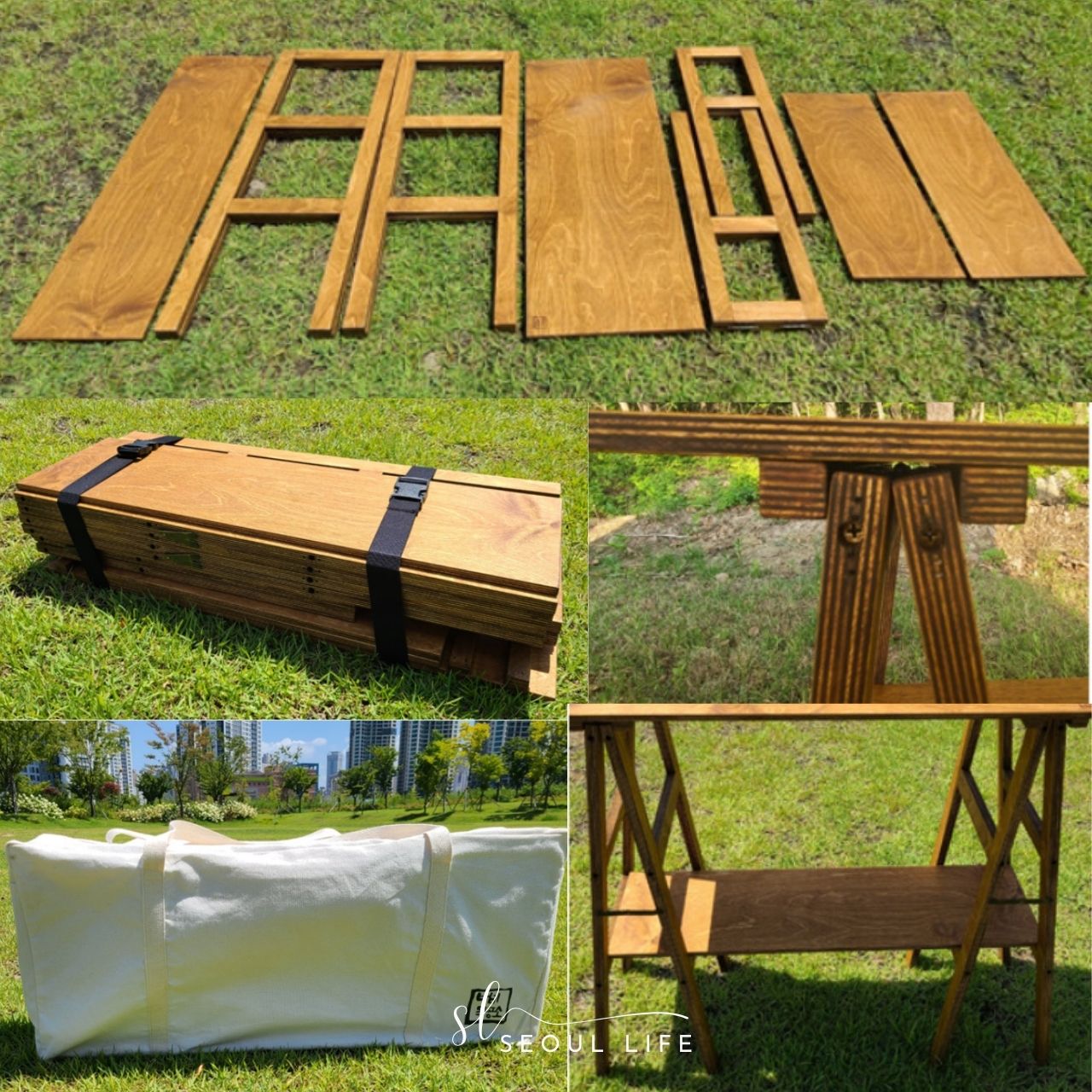 Camping wood Shelf table 4-tier, Made in Korea. Camping Gear