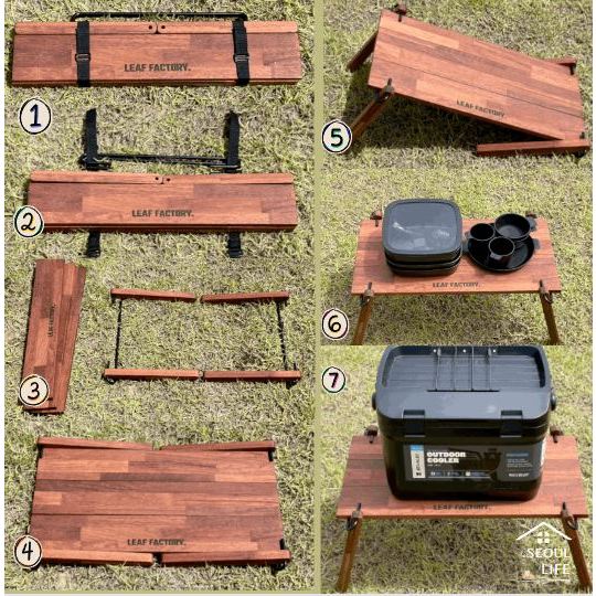 Multi-use Foldable Wooden Camping table, 65cm x 35xm, Easy assemble & Max 160kg loading.