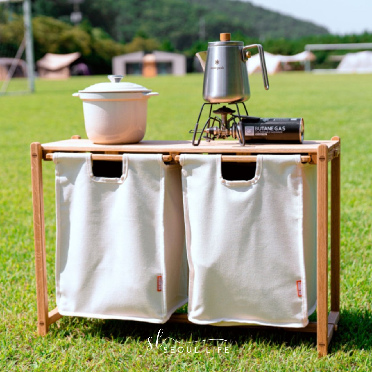 [HealBreathe] Wooden Camping Side Table, Camping Basket, Storage Table, Shelf