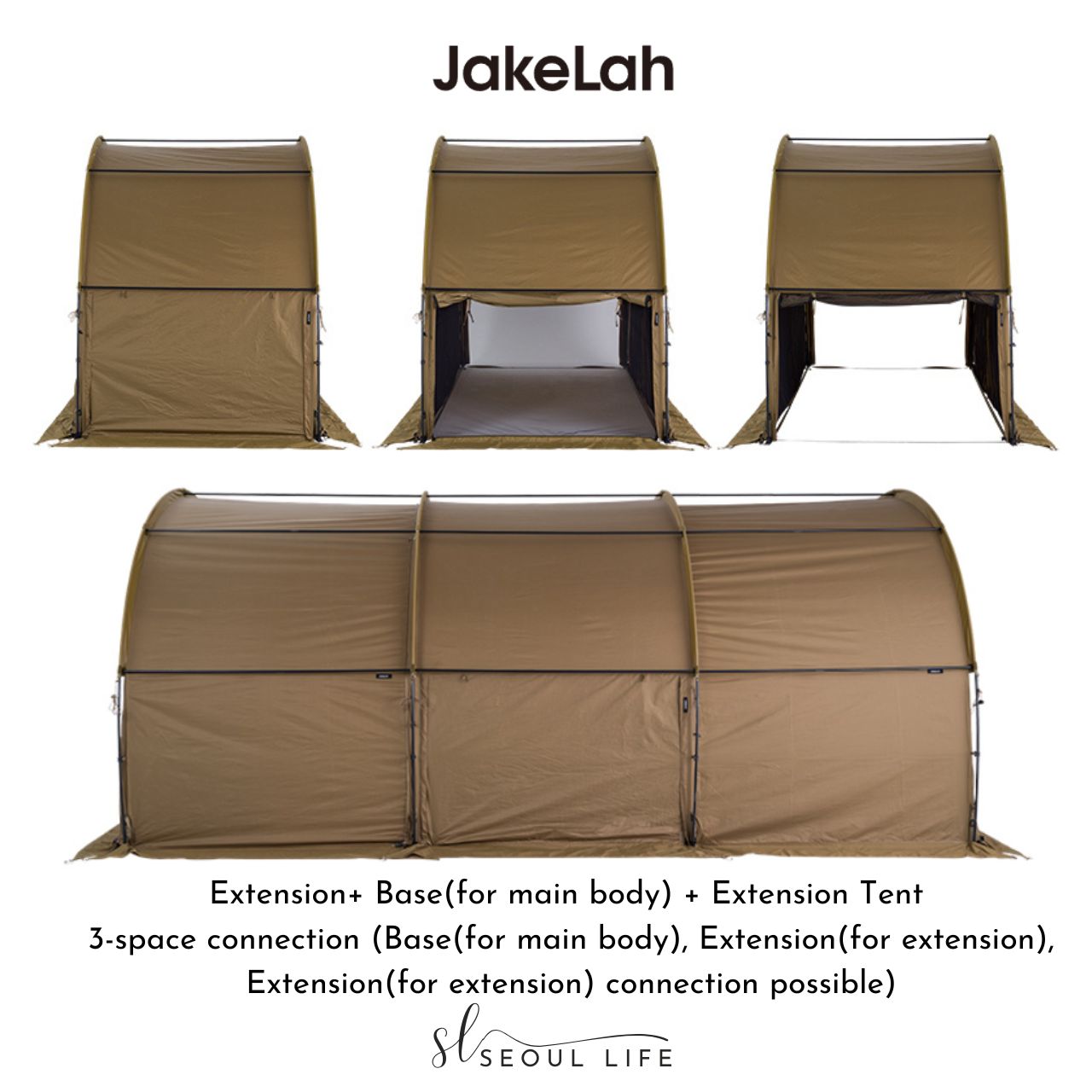 [JakeLah] J. Tunnel Tent, Extendable & Connectable design. Camping Gear