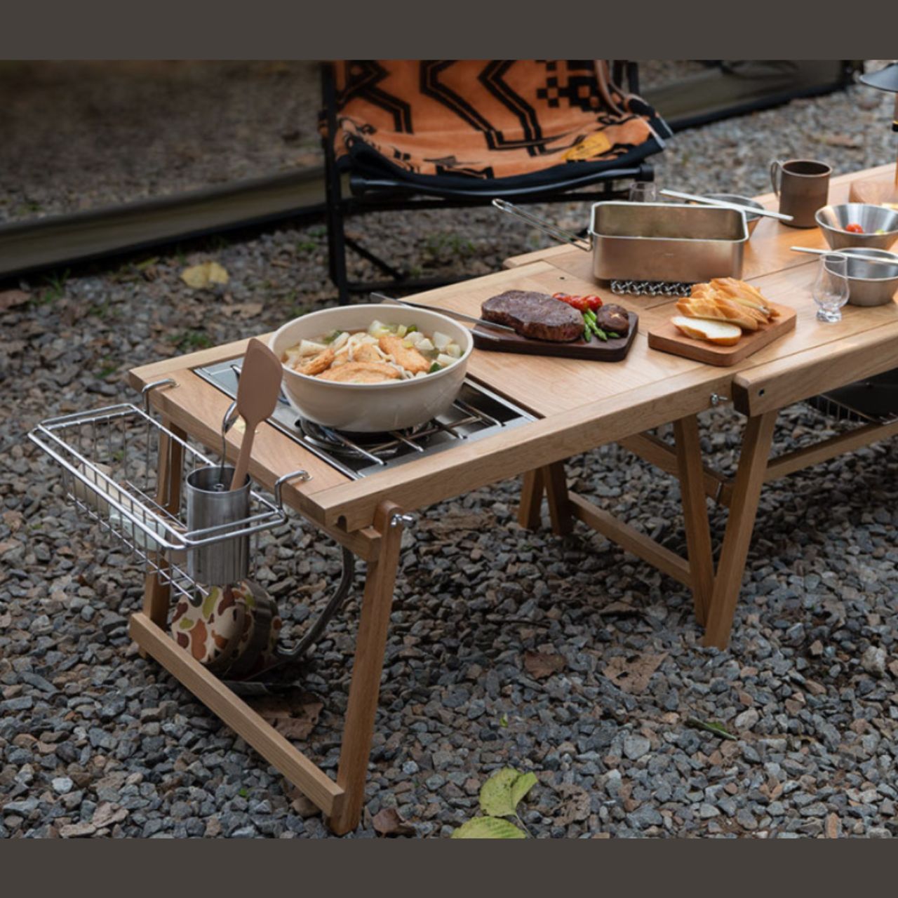 Tesup] *Klotz Table* Extendable Wooden Folding Camping Table