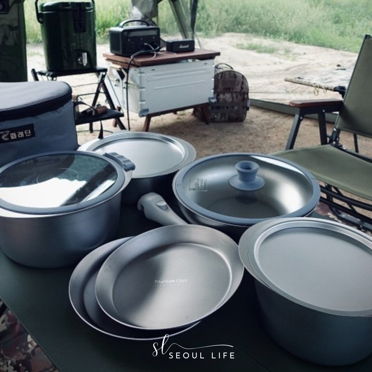 [Cladin] Titanium pots and plates Go-out Camping package