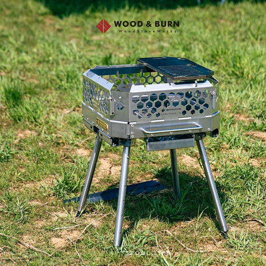 [Wood & Burn] Landmark M, Height Adjust & Multi-Function Camping Woodstove, Brazier