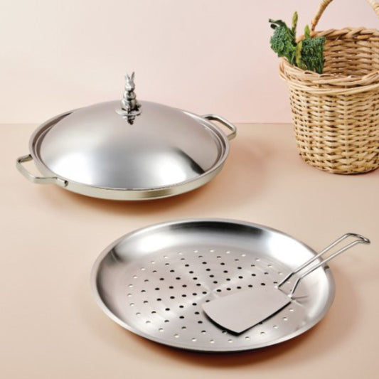 [Kuper] Caritas SUS 304 Griddle Steamer Pan with Rabbit Lid Version