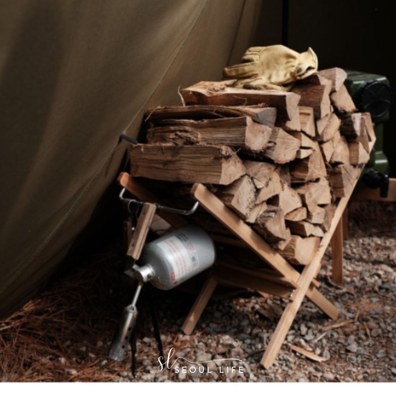 Handcraft Camping-fire Wooden Rack, Log Rack, Made in Korea