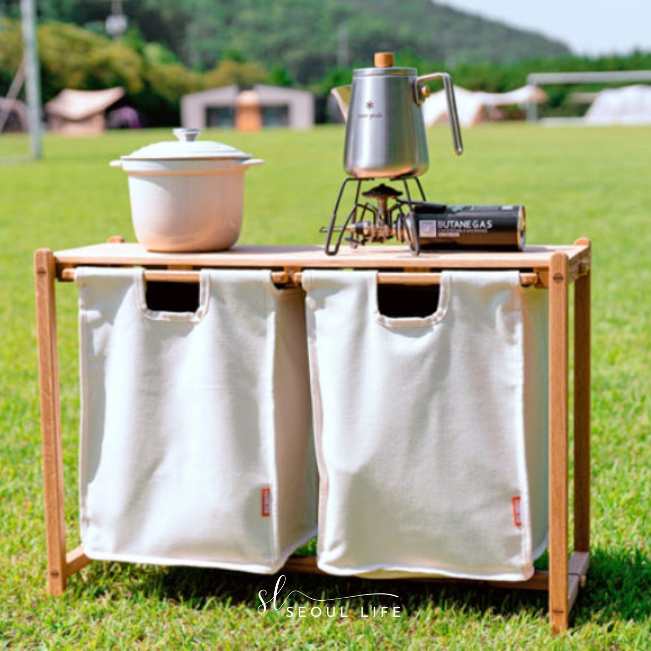 [HealBreathe] Wooden Camping Side Table, Camping Basket, Storage Table, Shelf
