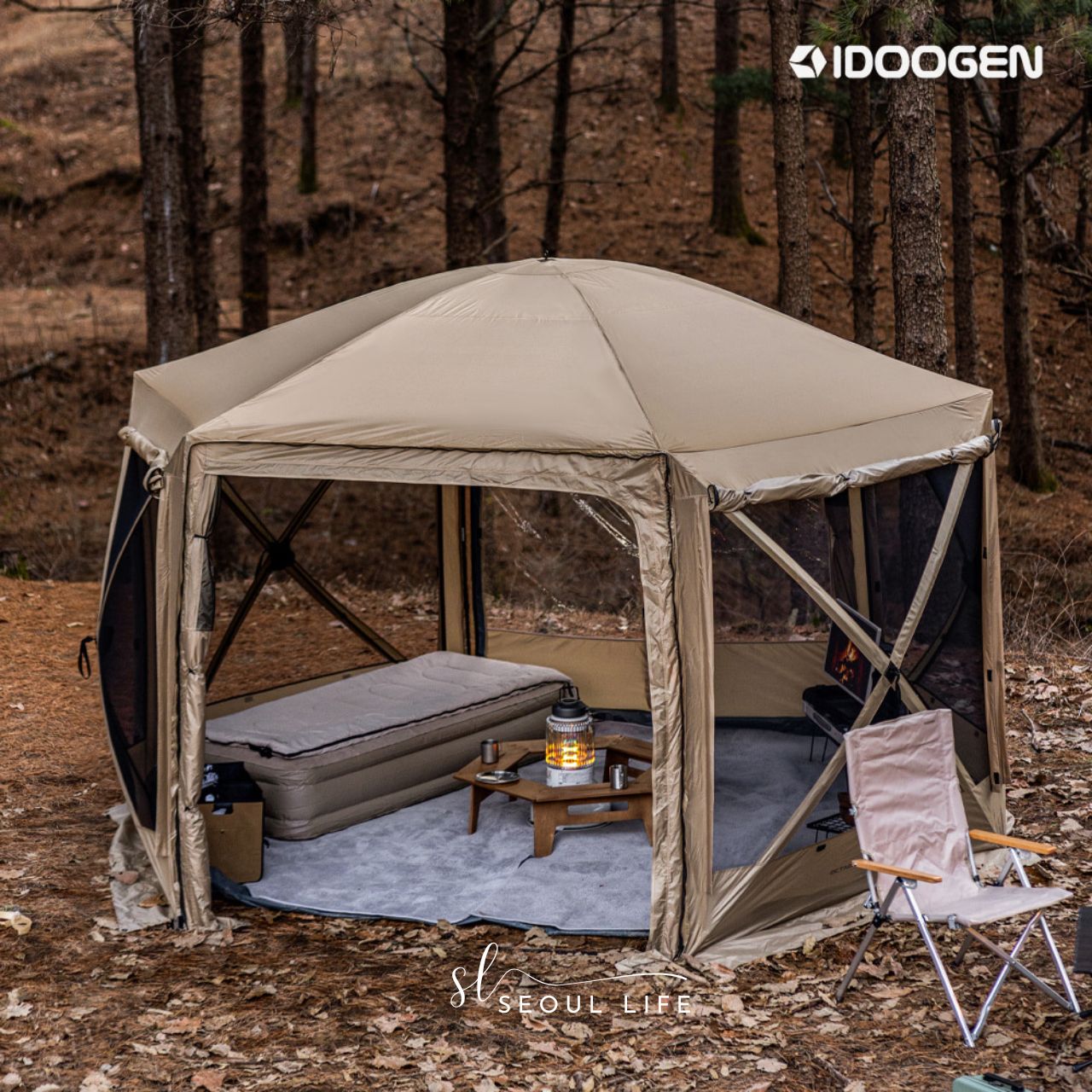 [IDOOGEN] Octagon Mammoth One-touch Tent Shelter, Tan Color. Camping Gear -  SeoulLife