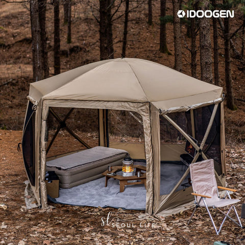 [IDOOGEN] Octagon Mammoth One-touch Tent Shelter, Tan Color. Camping Gear