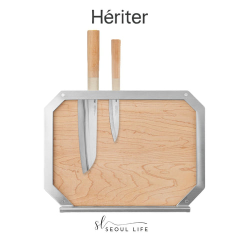 [Heriter] Standard Hard Maple Chopping board with Steel Stand 180. Camping Rental