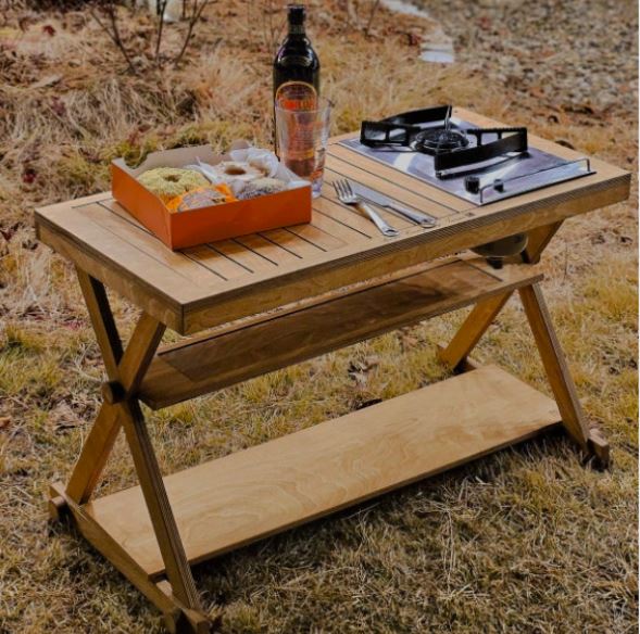 Beomi] IGT Stove Plate Convertible Foldable Wood 3 Tier Table