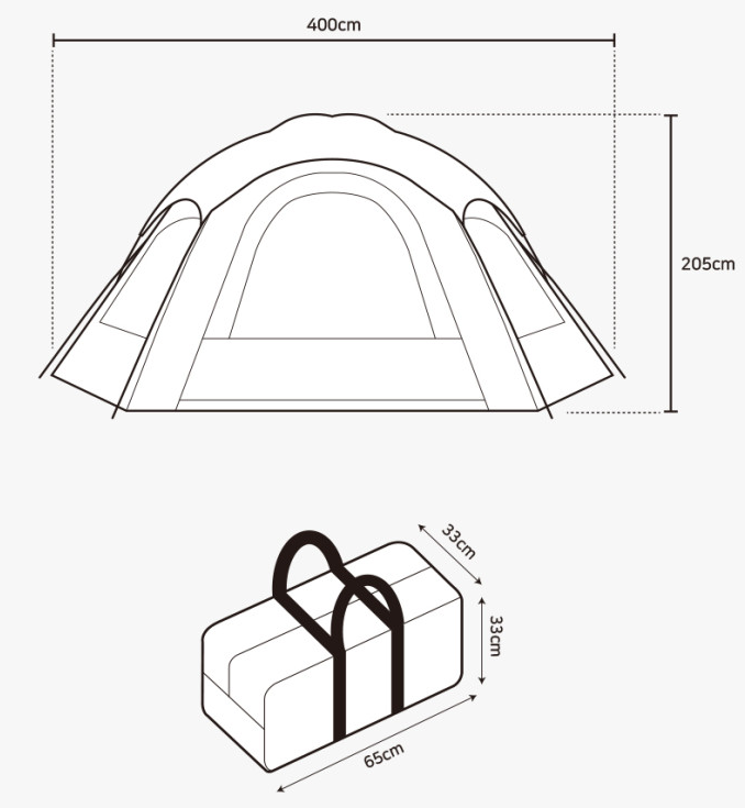 [Polaris] D1 PRO Dome Shelter & Tent for 3-4 people, Black Color, Vestibule Tent Option.