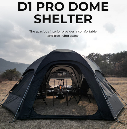 [Polaris] D1 PRO Dome Shelter & Tent for 3-4 people, Black Color, Vestibule Tent Option.