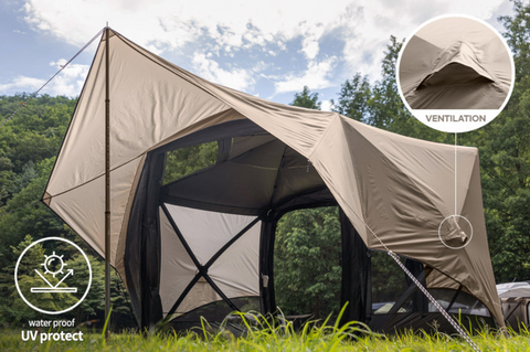 *Idoogen* Hexa Rain Fly & Urethan Window/Door Covers for Octagon MAX tent. Outdoor Camping