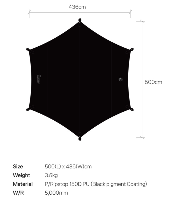 *Polaris" New Hexa Tarp & 2 Premium Pole set