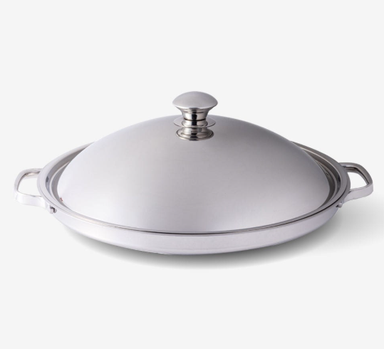 [カリタス] 304ステンレス グリドルパン 高ドーム蓋 スチームプレート付き