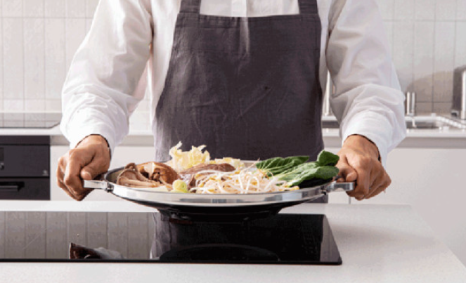 [カリタス] 304ステンレス グリドルパン 高ドーム蓋 スチームプレート付き