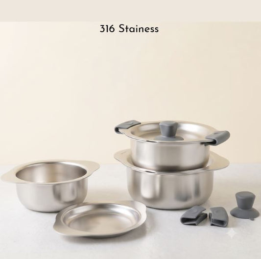 [Silverstar] 316 STS Stainless Pot & Lid Set
