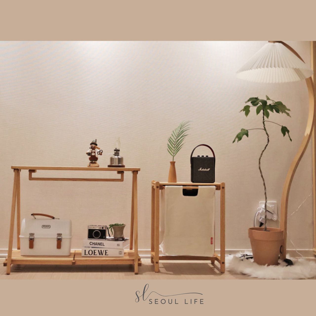 [HealBreathe] Wooden Camping Side Table, Camping Basket, Storage Table, Shelf