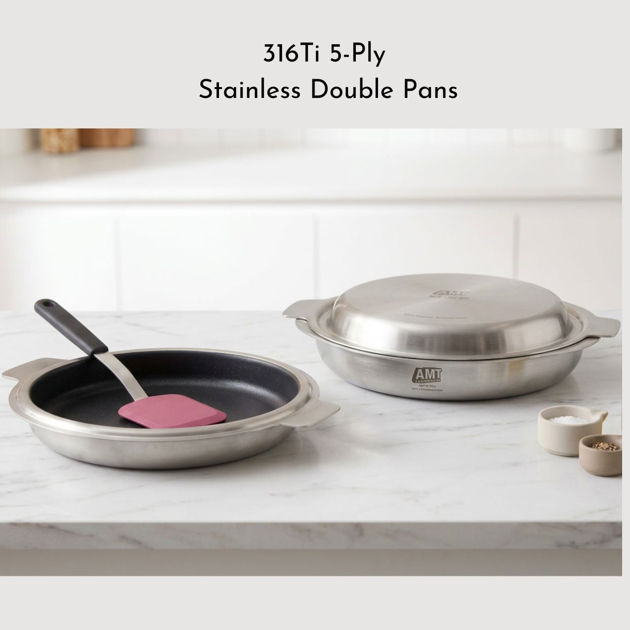 [AMT] 316Ti Double Pan, Premium 5-Ply Stainless Steel Cookware