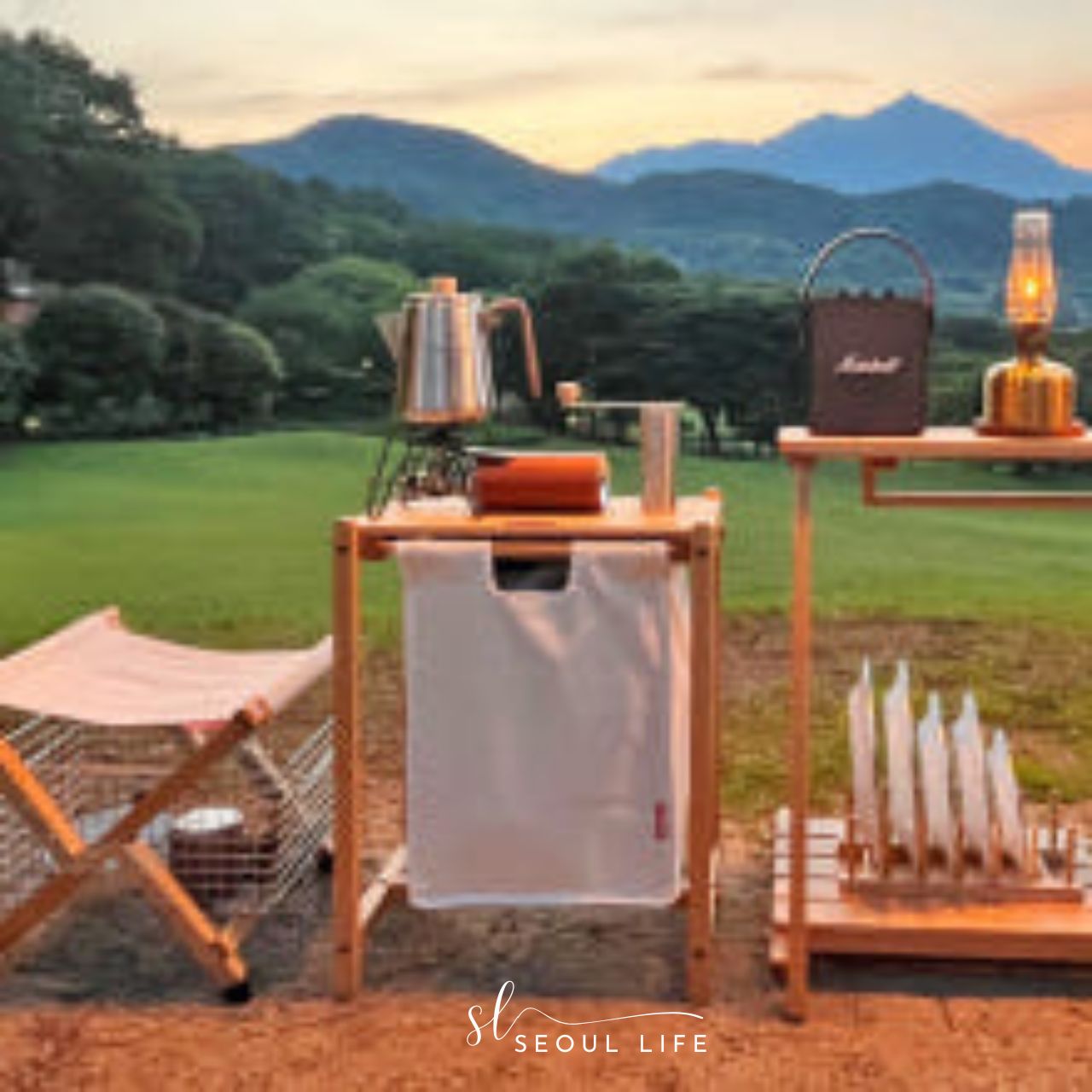 [HealBreathe] Wooden Camping Side Table, Camping Basket, Storage Table, Shelf