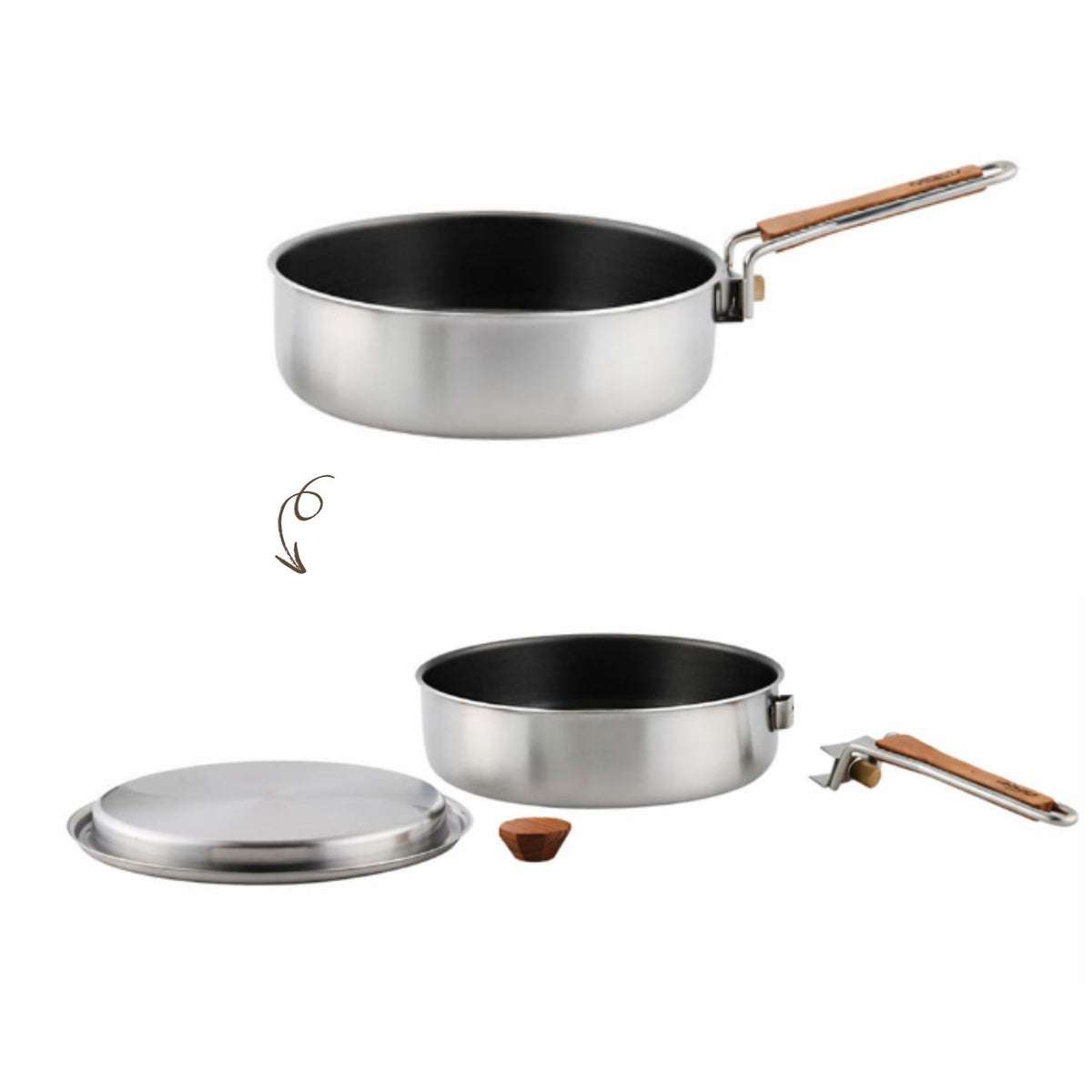 [Twohalf] 3-Ply SUS 304 All-in-One Outdoor Camping Cookware Set