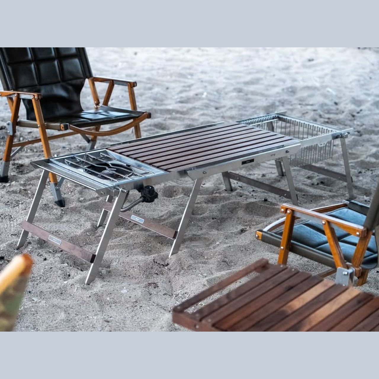 [Billy Design] Wood Steel Fold-able IGT Camping Table