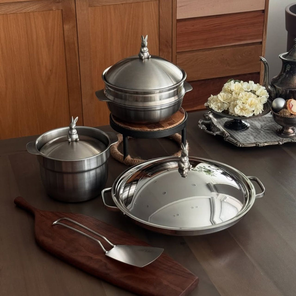 [Kuper] Caritas SUS 304 Griddle Steamer Pan with Rabbit Lid Version