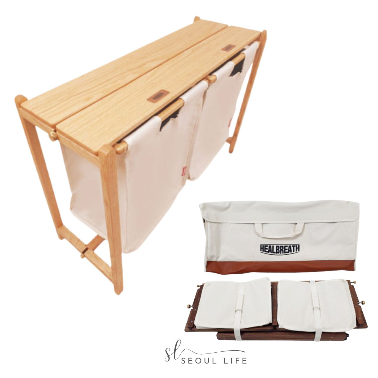 [HealBreathe] Wooden Camping Side Table, Camping Basket, Storage Table, Shelf