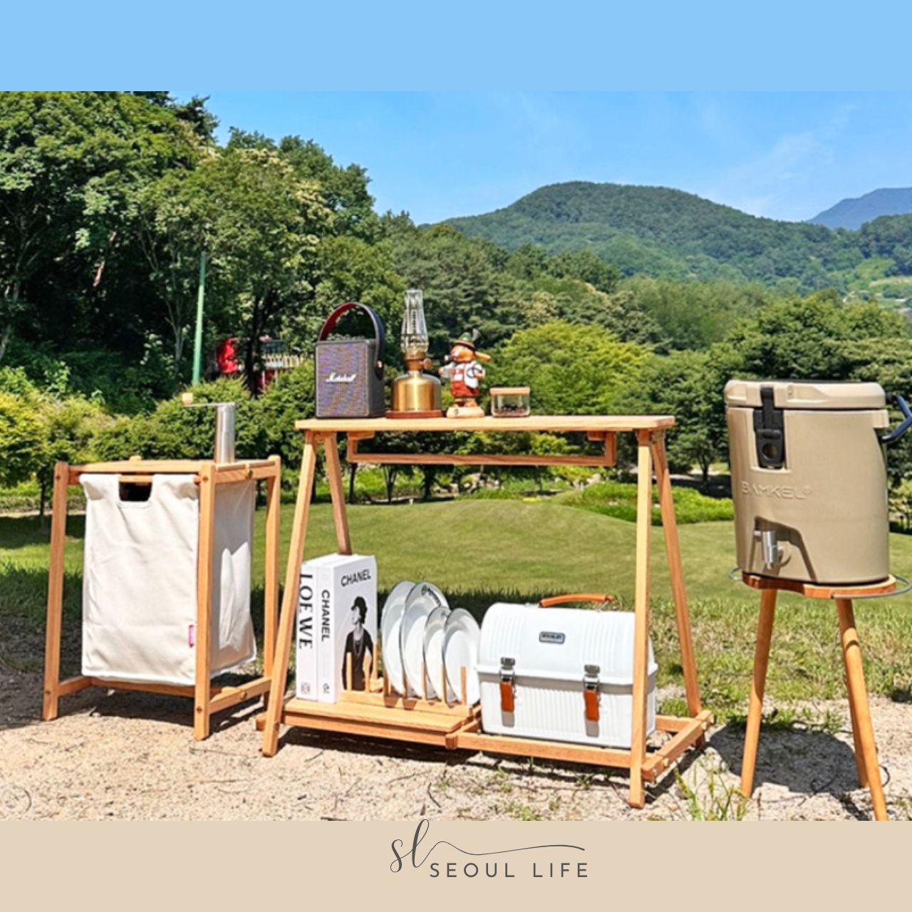[HealBreathe] Wooden Camping Side Table, Camping Basket, Storage Table, Shelf
