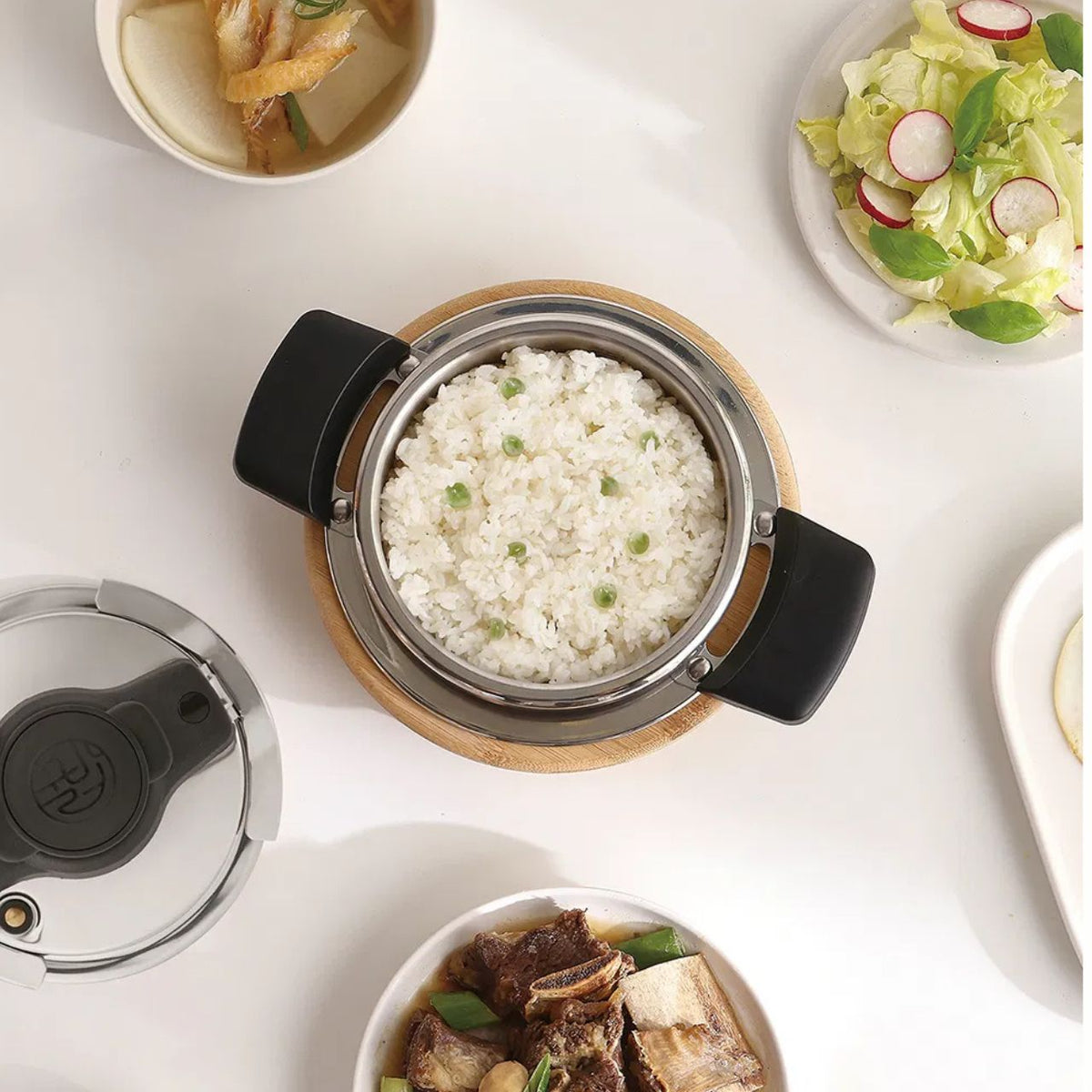 [PoongNyun] PN Korean Style Pressure Rice Pot 5-Piece Set | SUS 304 3-Ply