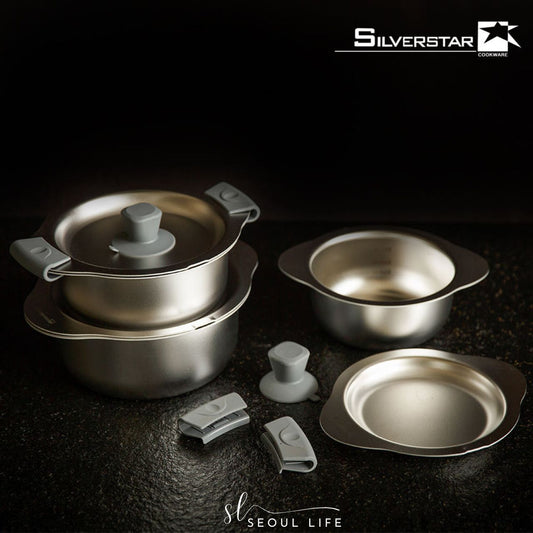 [Silverstar] 高級 316 STS 不鏽鋼鍋及鍋蓋及矽膠手柄套裝